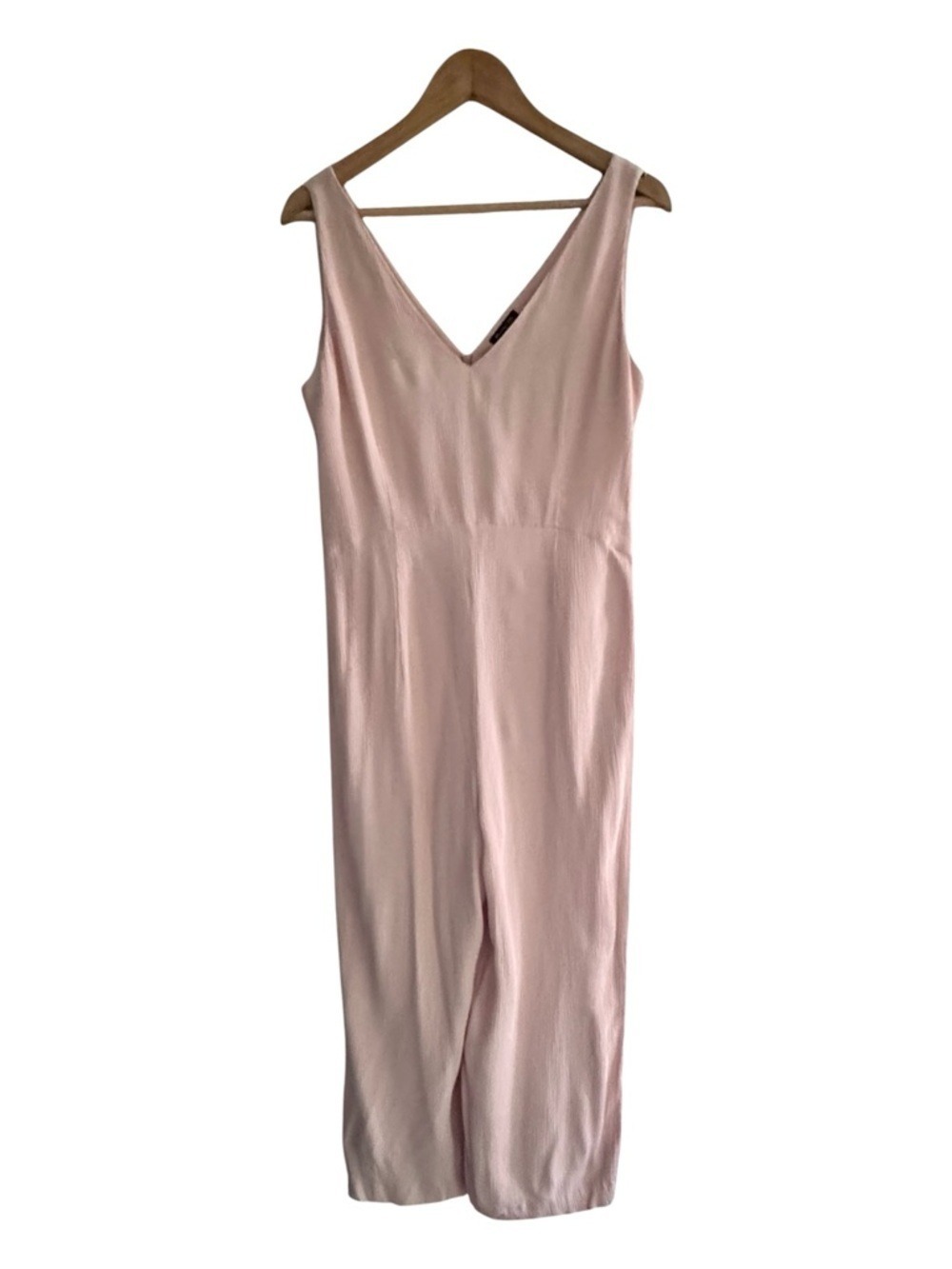 minimalist blush pink wide leg jumpsuit massimo dutti
